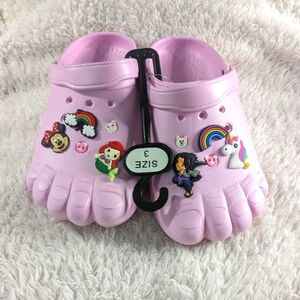 Kids Crocs with Charms. Pink. Size 3. NWT.